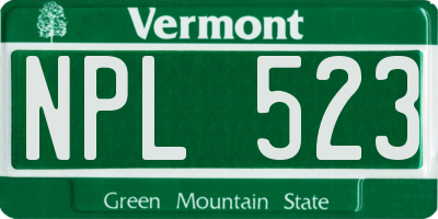 VT license plate NPL523