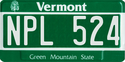 VT license plate NPL524