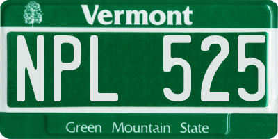 VT license plate NPL525