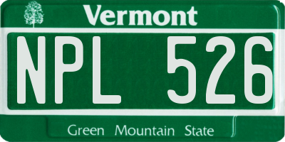 VT license plate NPL526