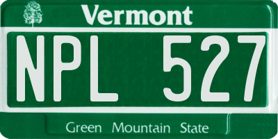 VT license plate NPL527