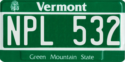 VT license plate NPL532