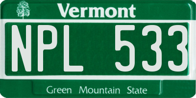 VT license plate NPL533