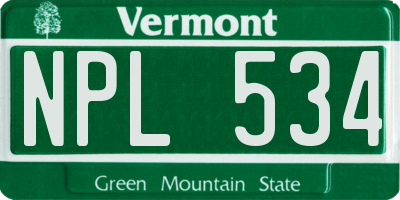 VT license plate NPL534