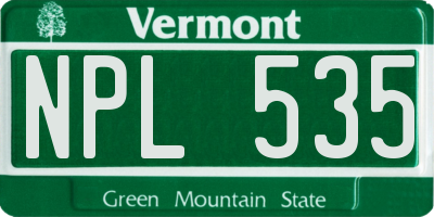 VT license plate NPL535