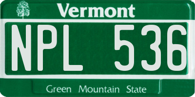 VT license plate NPL536