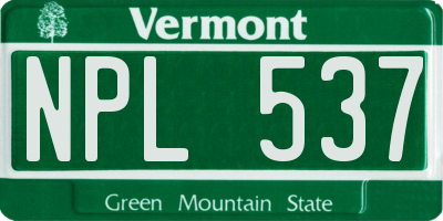 VT license plate NPL537