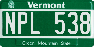 VT license plate NPL538