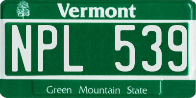 VT license plate NPL539