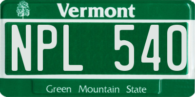 VT license plate NPL540