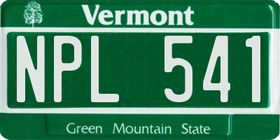 VT license plate NPL541