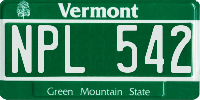 VT license plate NPL542