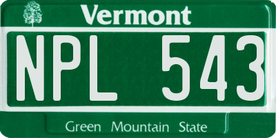 VT license plate NPL543