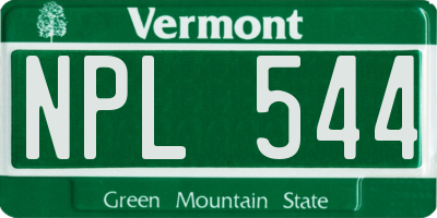 VT license plate NPL544