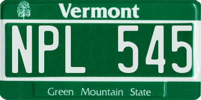 VT license plate NPL545