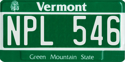 VT license plate NPL546