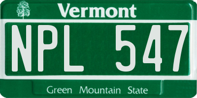 VT license plate NPL547