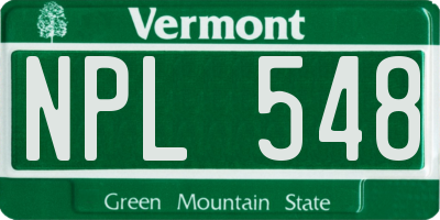 VT license plate NPL548