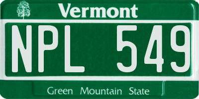 VT license plate NPL549