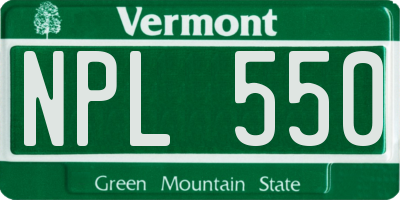 VT license plate NPL550