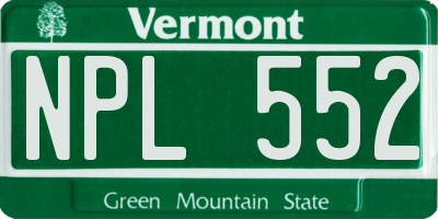 VT license plate NPL552