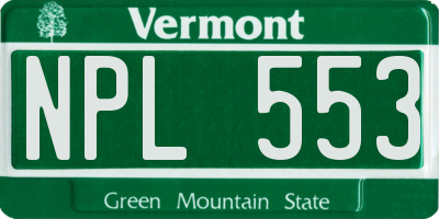 VT license plate NPL553