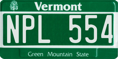 VT license plate NPL554