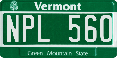 VT license plate NPL560
