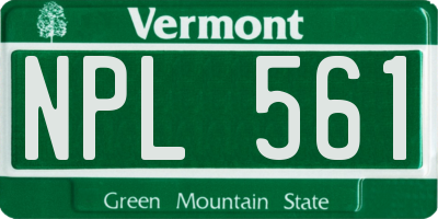 VT license plate NPL561