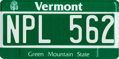 VT license plate NPL562
