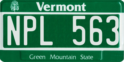 VT license plate NPL563