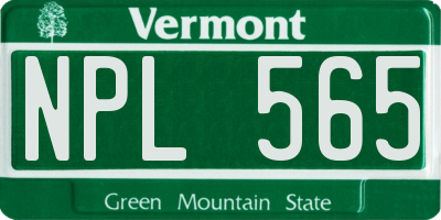VT license plate NPL565