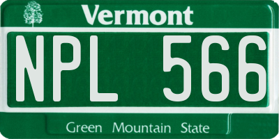 VT license plate NPL566