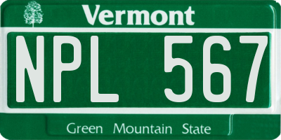 VT license plate NPL567