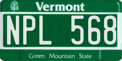 VT license plate NPL568
