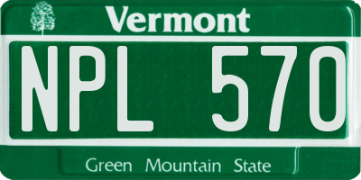 VT license plate NPL570