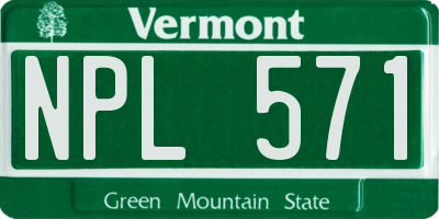 VT license plate NPL571