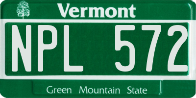 VT license plate NPL572