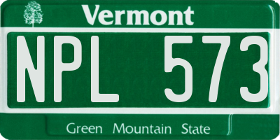 VT license plate NPL573