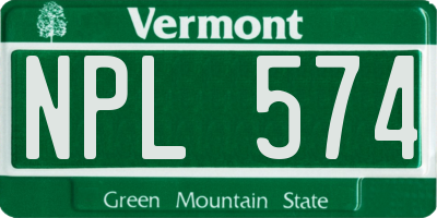 VT license plate NPL574