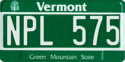 VT license plate NPL575
