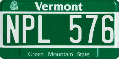 VT license plate NPL576