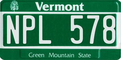 VT license plate NPL578
