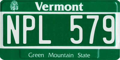 VT license plate NPL579