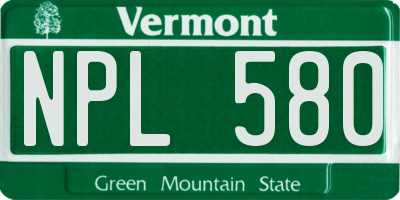 VT license plate NPL580