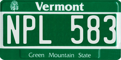 VT license plate NPL583