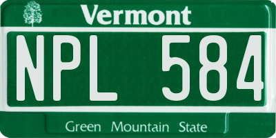 VT license plate NPL584