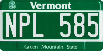 VT license plate NPL585