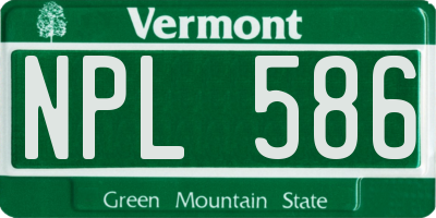 VT license plate NPL586