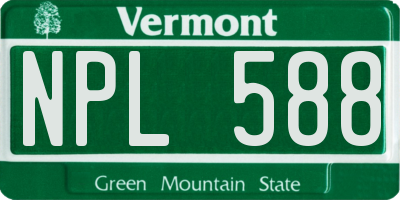 VT license plate NPL588